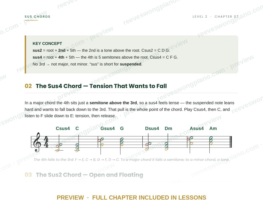 Page from Level 2 chapter 07, Sus Chords