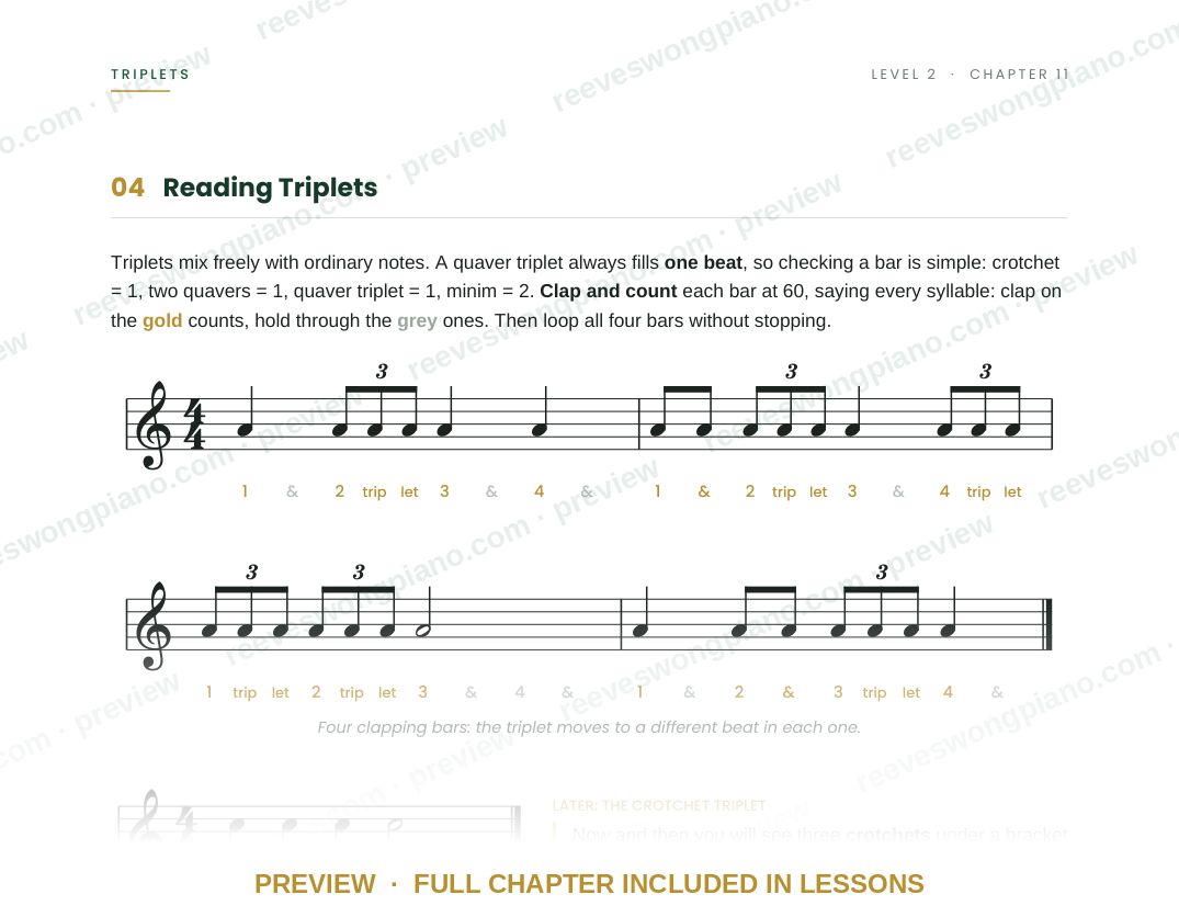 Page from Level 2 chapter 11, Triplets