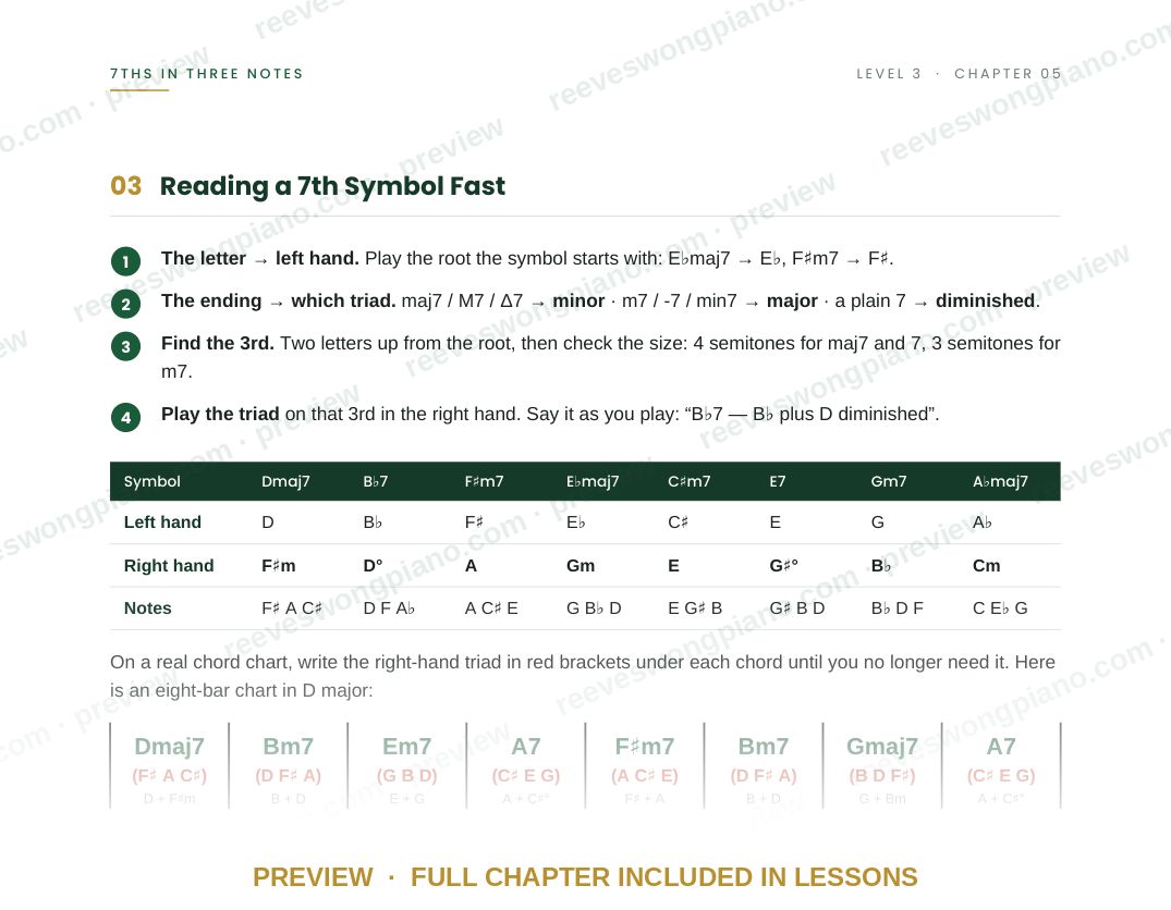Page from Level 3 chapter 05, 7ths in Three Notes