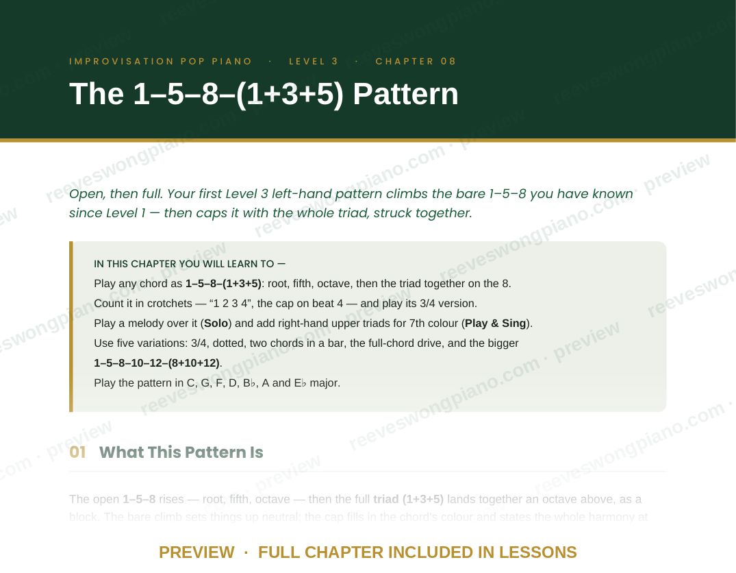 Page from Level 3 chapter 08, The 1–5–8–(1+3+5) Pattern