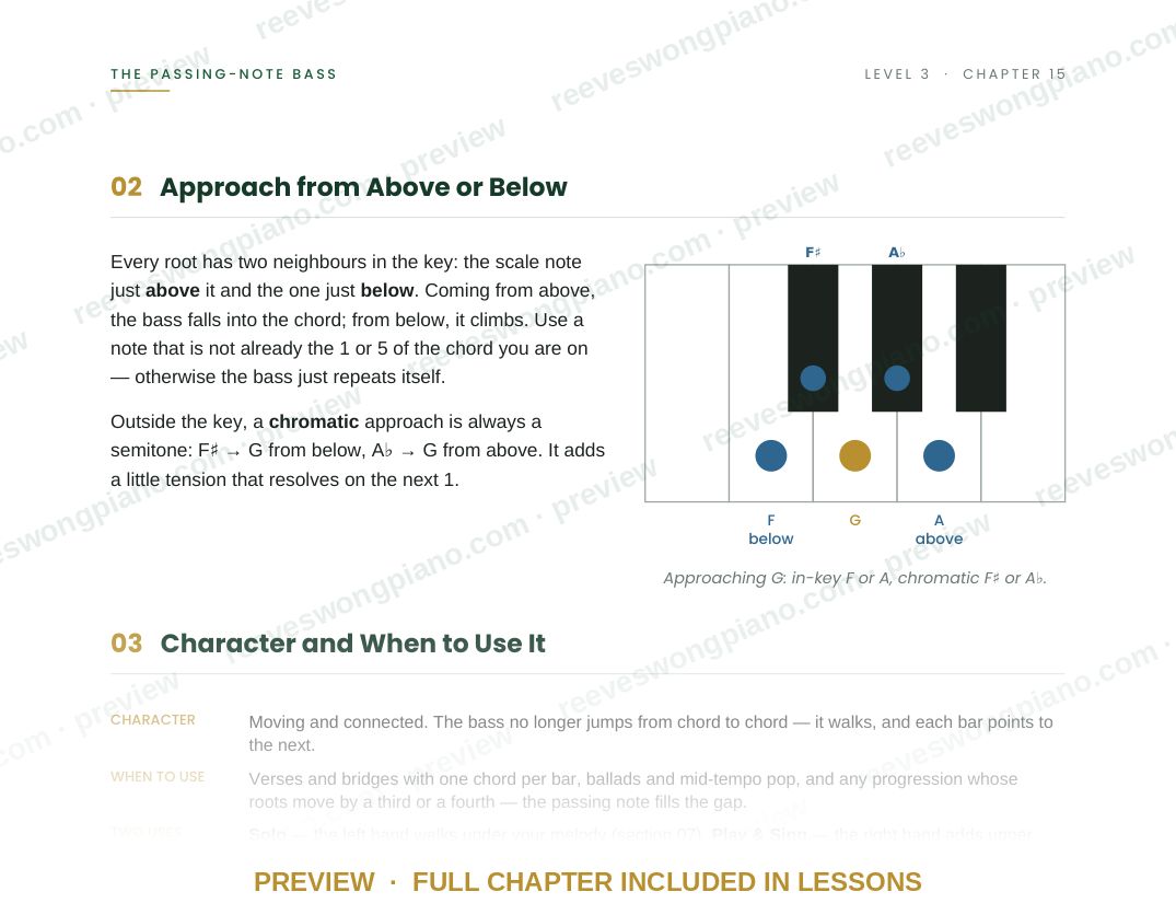 Page from Level 3 chapter 15, The Passing-Note Bass