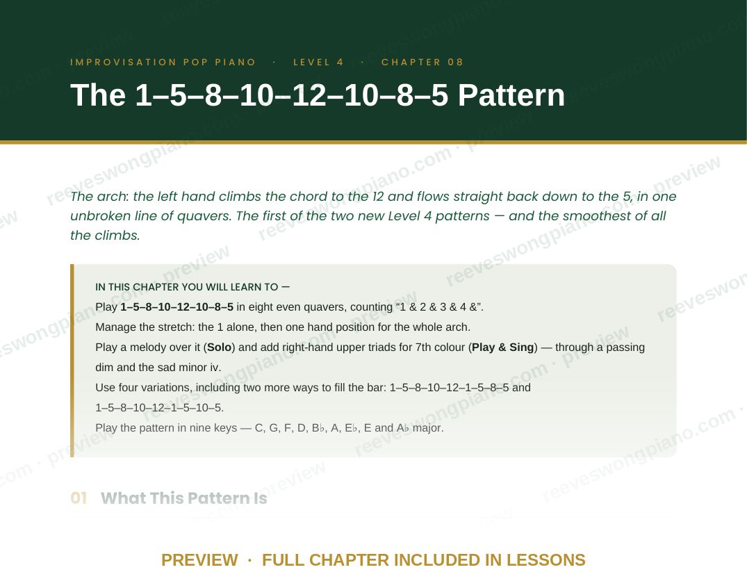 Page from Level 4 chapter 08, The 1–5–8–10–12–10–8–5 Pattern
